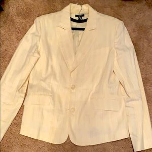 Creme pantsuit & matching shirt w/brown pinstripes